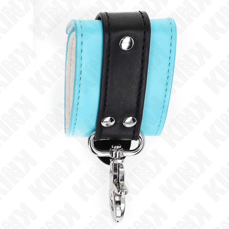 KINK - APPUI-POIGNETS VERROUILLABLES PREMIUM NOIR / BLEU RÉGLABLE 21-28 CM X 5,5 CM - 7eme ciel