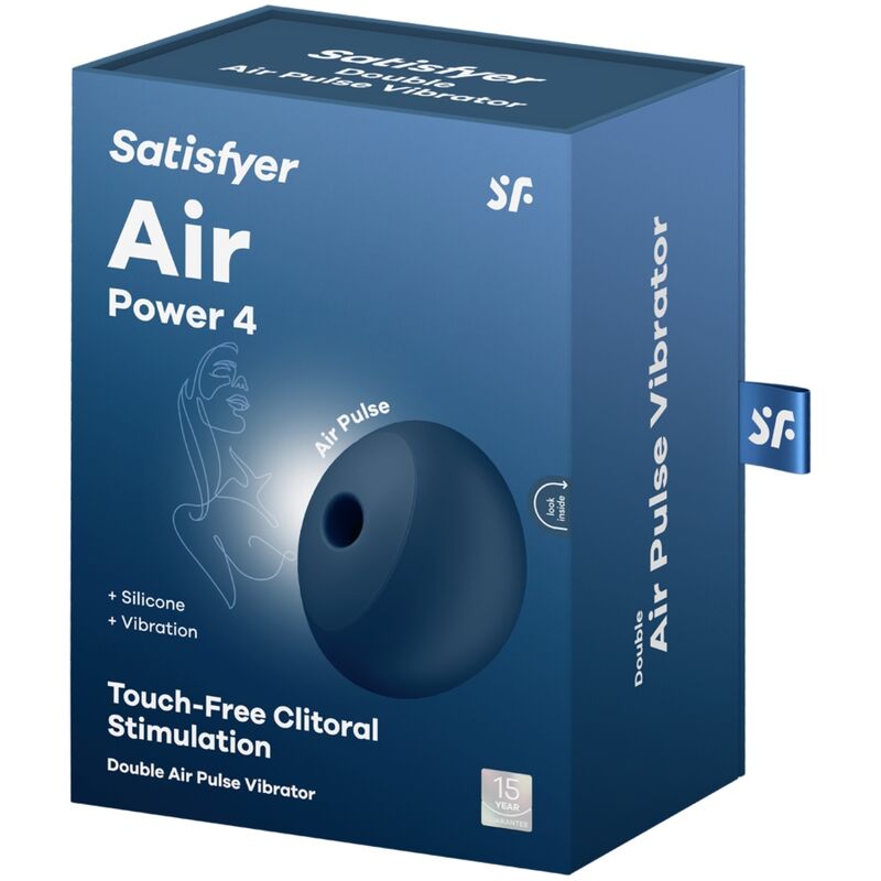 SATISFYER - AIR POWER 4 STIMULATEUR & VIBRATEUR 12 VIBRATIONS BLEU - 7eme ciel