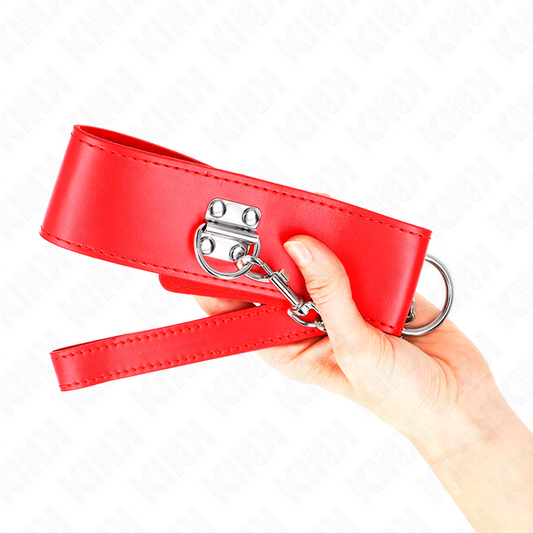 KINK - COLLIER AVEC CEINTURE 65 CM AVEC LARGE BRACELET ROUGE AJUSTABLE 33,5-41 CM X 5 CM - 7eme ciel