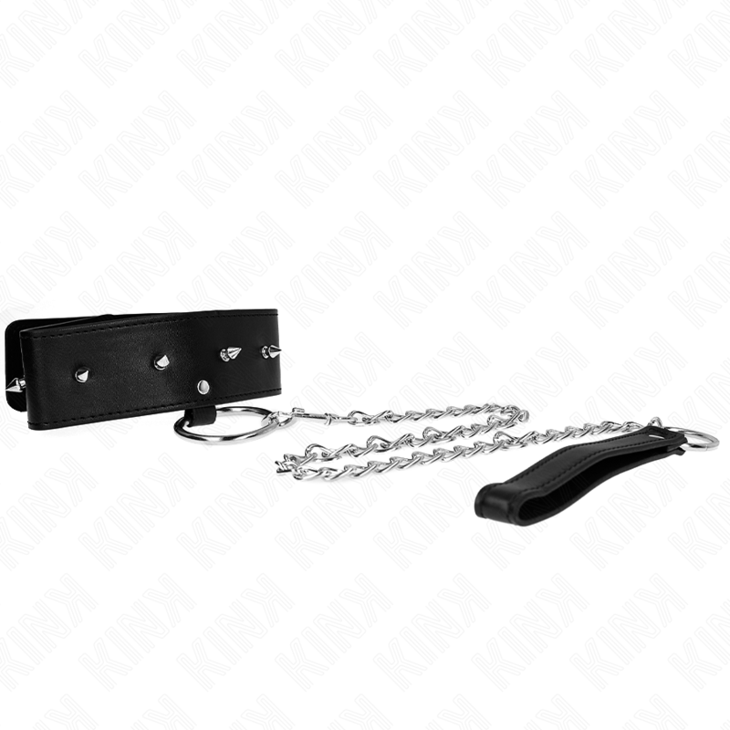 KINK - COLLIER 65 CM AVEC LAISSE AVEC CLOUS ARGENTÉS MODÈLE 2 RÉGLABLE 36-43 CM X 5 CM - 7eme ciel