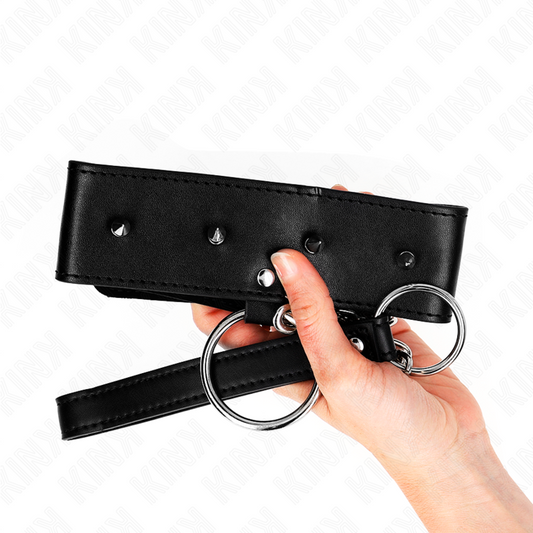 KINK - COLLIER 65 CM AVEC LAISSE AVEC CLOUS ARGENTÉS MODÈLE 2 RÉGLABLE 36-43 CM X 5 CM - 7eme ciel