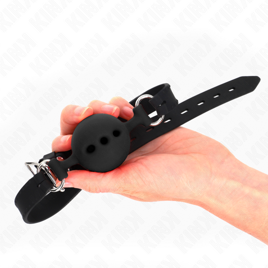 KINK - BÂTON ENTIEREMENT SILICONE 55 x 2 CM AVEC BOULE DE 5 CM TAILLE L NOIR AJUSTABLE 35-51 CM - 7eme ciel