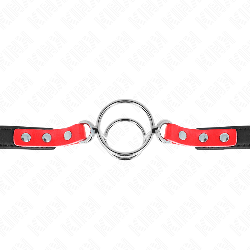 KINK - GAG AVEC PLUSIEURS O-RINGS 4 / 4,8 CM ROUGE 38 X 56 CM - 7eme ciel