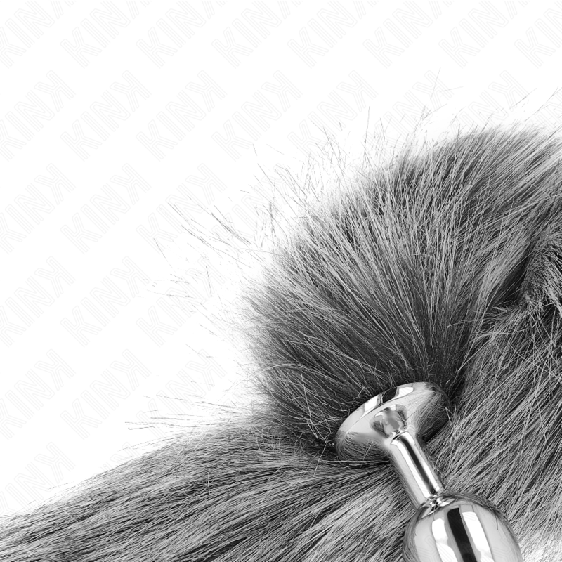 KINK - PLUG ANAL TAILLE S 7 X 3 CM AVEC QUEUE SYNTHÉTIQUE 40 CM GRIS - 7eme ciel