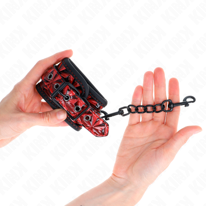 KINK - APPUI-POIGNETS MOTIF DIAMANT ROUGE FONCÉ RÉGLABLE 17-26 CM X 5,5 CM - 7eme ciel