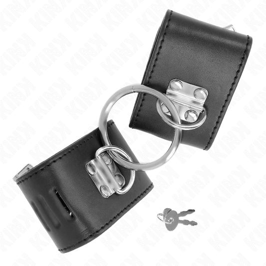 KINK - APPUI-POIGNETS FIXES AVEC ANNEAU ET FERMETURE PAR CADENAS NOIR AJUSTABLE 16-23 CM X 5,5 CM - 7eme ciel