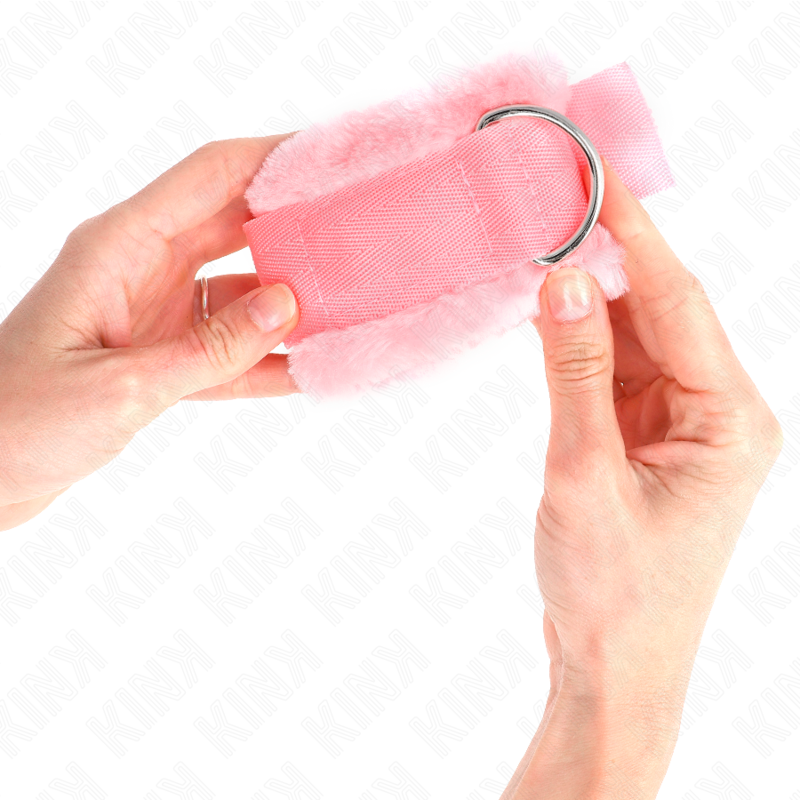 KINK - APPUI-POIGNETS DOUBLÉS DE FOURRURE ROSE RÉGLABLE 17-31 CM X 7 CM - 7eme ciel