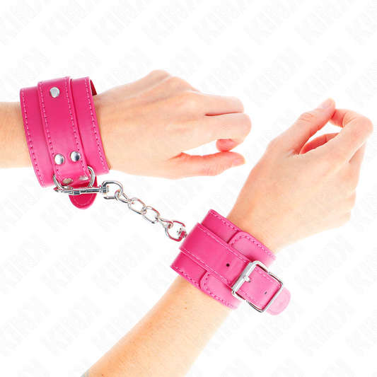 KINK - APPUI-POIGNETS ROSE FRAMBOISE AVEC DOUBLURE ROSE FRAMBOISE RÉGLABLE 20-28 CM X 5,5 CM - 7eme ciel