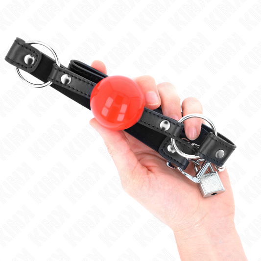 KINK - BÂILLON BALLE 4 CM AVEC SERRURE BOULE ROUGE BRACELET NOIR 60 x 2 CM - 7eme ciel