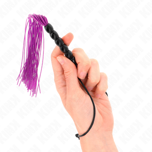 KINK - MINI FOUET EN SILICONE AVEC 6 BILLES VIOLES 26 CM - 7eme ciel