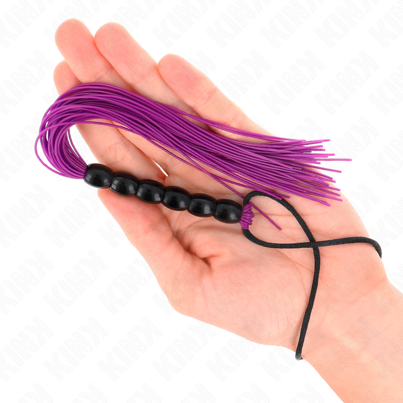 KINK - MINI FOUET EN SILICONE AVEC 6 BILLES VIOLES 26 CM - 7eme ciel