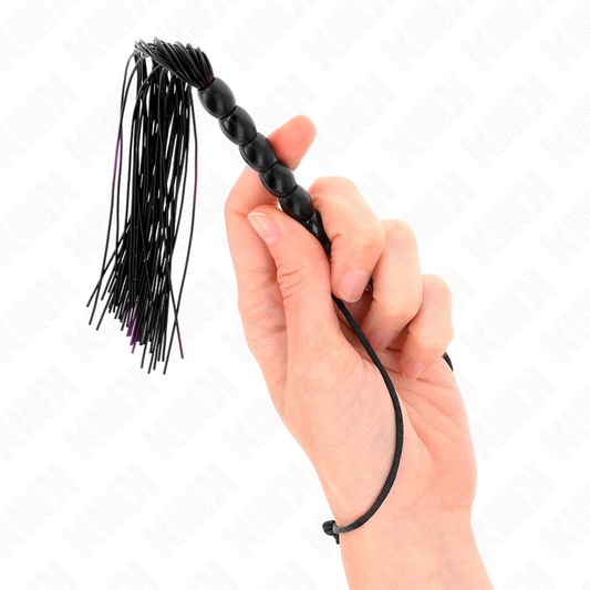 KINK - MINI FOUET EN SILICONE AVEC 6 BILLES NOIRES 26 CM - 7eme ciel