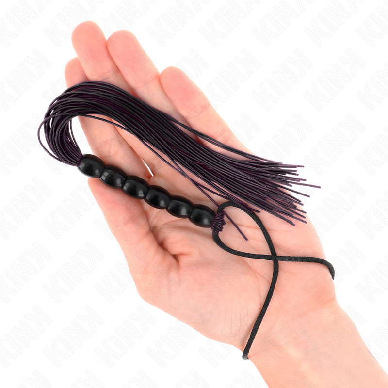 KINK - MINI FOUET EN SILICONE AVEC 6 BILLES NOIRES 26 CM - 7eme ciel