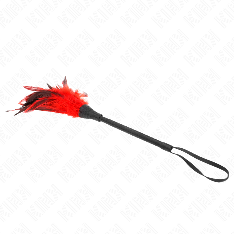 KINK - PLUMES DE POULET TICKLE EN FORME DE CORNE ROUGE 36 CM - 7eme ciel