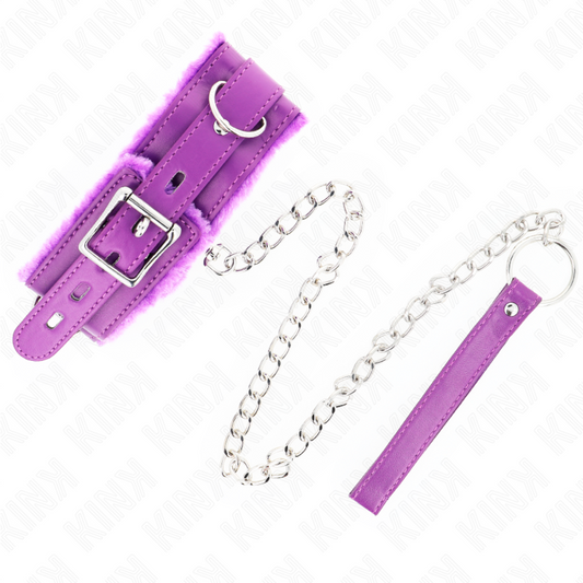 KINK - COLLIER AVEC LAISSE 65 CM AVEC RESTRICTIONS VIOLET 36-42 CM X 5,5 CM - 7eme ciel