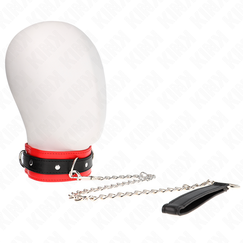 KINK - COLLIER MODÈLE BASIC AVEC LAISSE 65 CM MODÈLE 3 ROUGE 53 X 5 CM - 7eme ciel