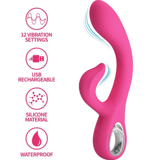 PRETTY LOVE - VIBRATEUR FRITZ RABBIT 12 VIBRATIONS ROSE - 7eme ciel