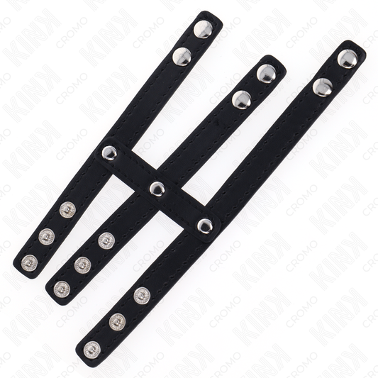 KINK - ANNEAU PÉNIS EN CUIR TRIPLE AVEC FERMETURE À PRESSION - 7eme ciel