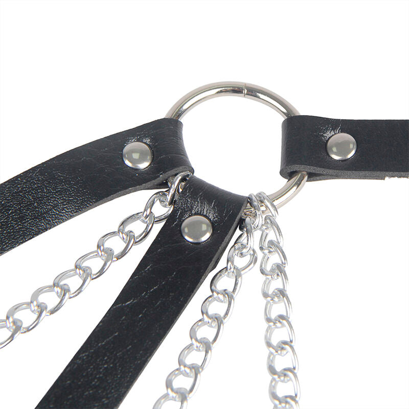 SUBBLIME - 953713 CEINTURE PUNK BONDAGE BOUCLE MÉTAL NOIRE TAILLE UNIQUE - 7eme ciel