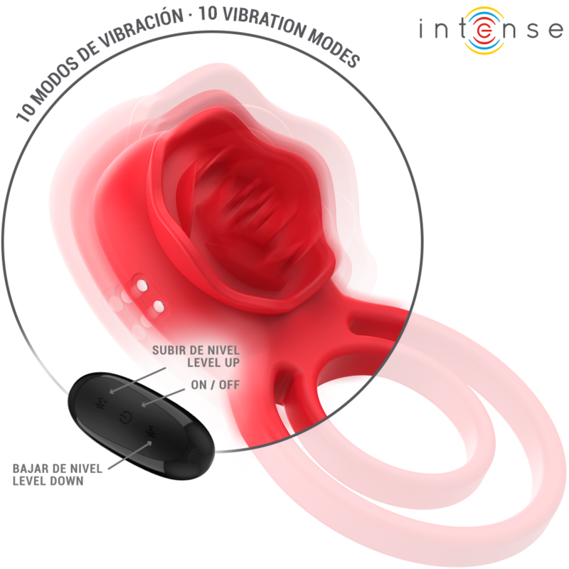 INTENSE - GAIL STIMULATEUR ROSE 10 VIBRATIONS ROUGE TELECOMMANDE - 7eme ciel