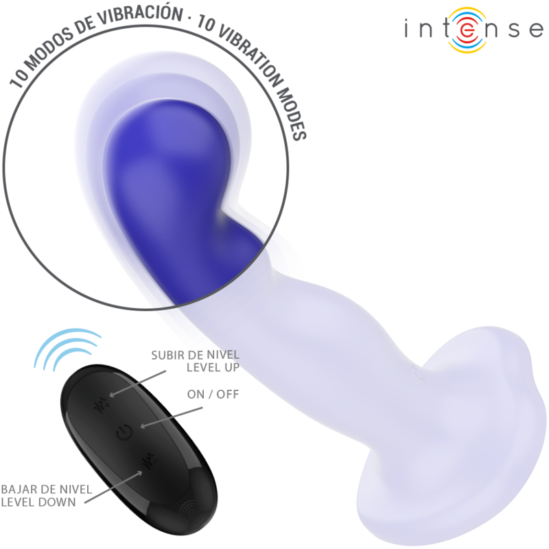 INTENSE - SHORTY VIBRATEUR AVEC VENTOUSE TÉLÉCOMMANDE BLEUE - 7eme ciel
