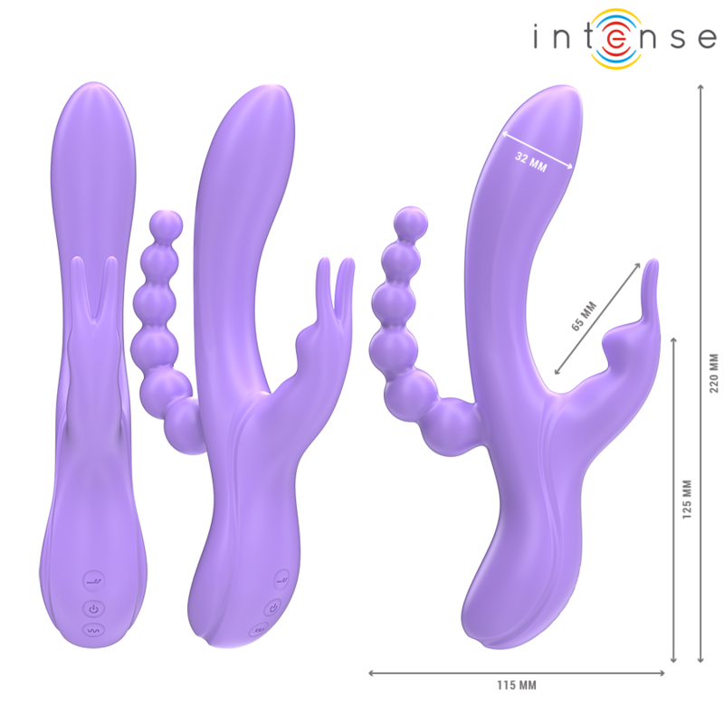 INTENSE - MIKO TRIPLE VIBRATEUR LAPIN & STIMULATEUR & ANAL 7 VIBRATIONS VIOLET - 7eme ciel