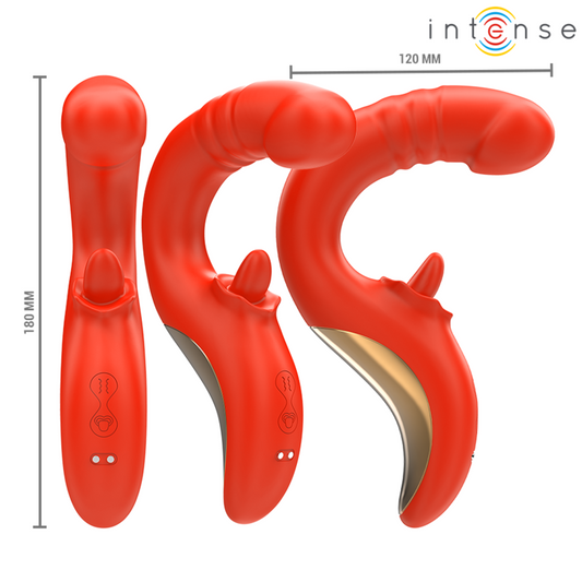 INTENSE - VIBRATEUR ET STIMULATEUR PAULINA EN FORME DE U ROUGE - 7eme ciel