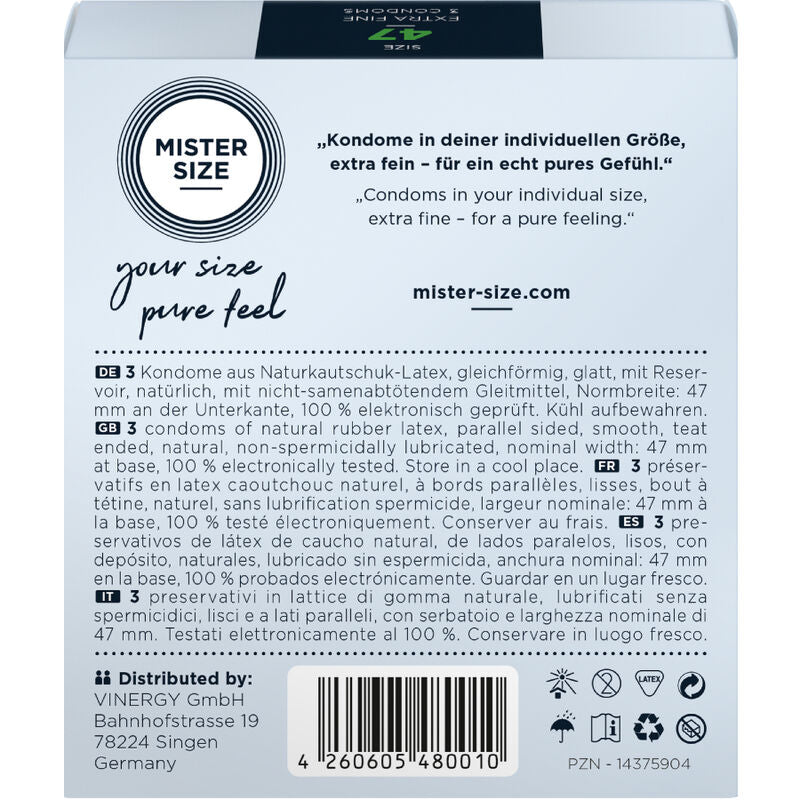 MISTER SIZE - PRÉSERVATIFS TAILLE XS 47 MM (3 UNITÉS) - 7eme ciel
