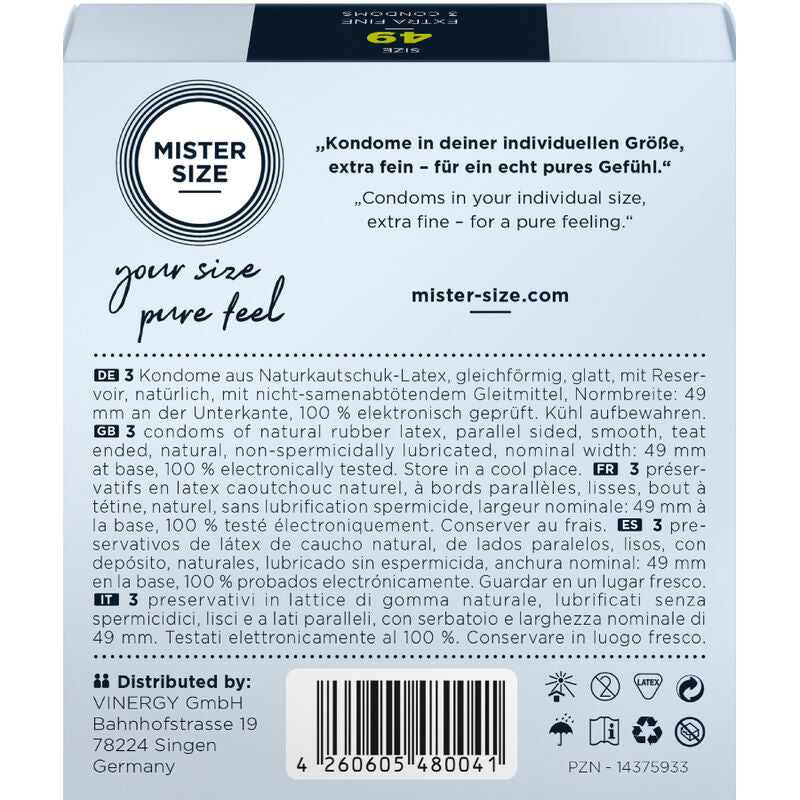 MISTER SIZE - PRÉSERVATIF TAILLE S 49 MM (3 UNITÉS) - 7eme ciel