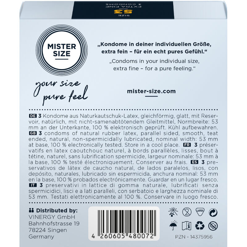 MISTER SIZE - PRÉSERVATIF TAILLE M 53 MM (3 UNITÉS) - 7eme ciel