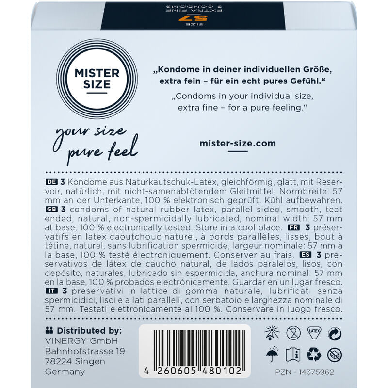 MISTER SIZE - PRÉSERVATIF TAILLE L 57 MM (3 UNITÉS) - 7eme ciel