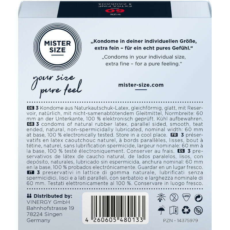 MISTER SIZE - PRÉSERVATIF TAILLE XL 60 MM (3 UNITÉS) - 7eme ciel