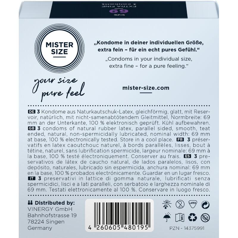MISTER SIZE - PRÉSERVATIFS TAILLE XXXL 69 MM (3 UNITÉS) - 7eme ciel