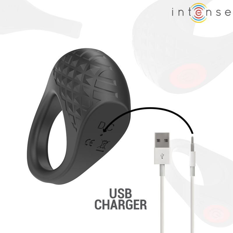 INTENSE - CLOVER VIBRATEUR ANNEAU PÉNIS 10 VIBRATIONS NOIR - 7eme ciel