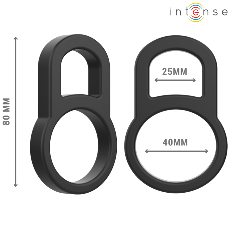 INTENSE - BOBBY DOUBLE ANNEAU PÉNIS EN SILICONE NOIR - 7eme ciel