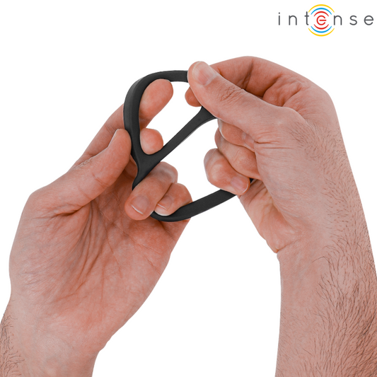 INTENSE - BOBBY DOUBLE ANNEAU PÉNIS EN SILICONE NOIR - 7eme ciel