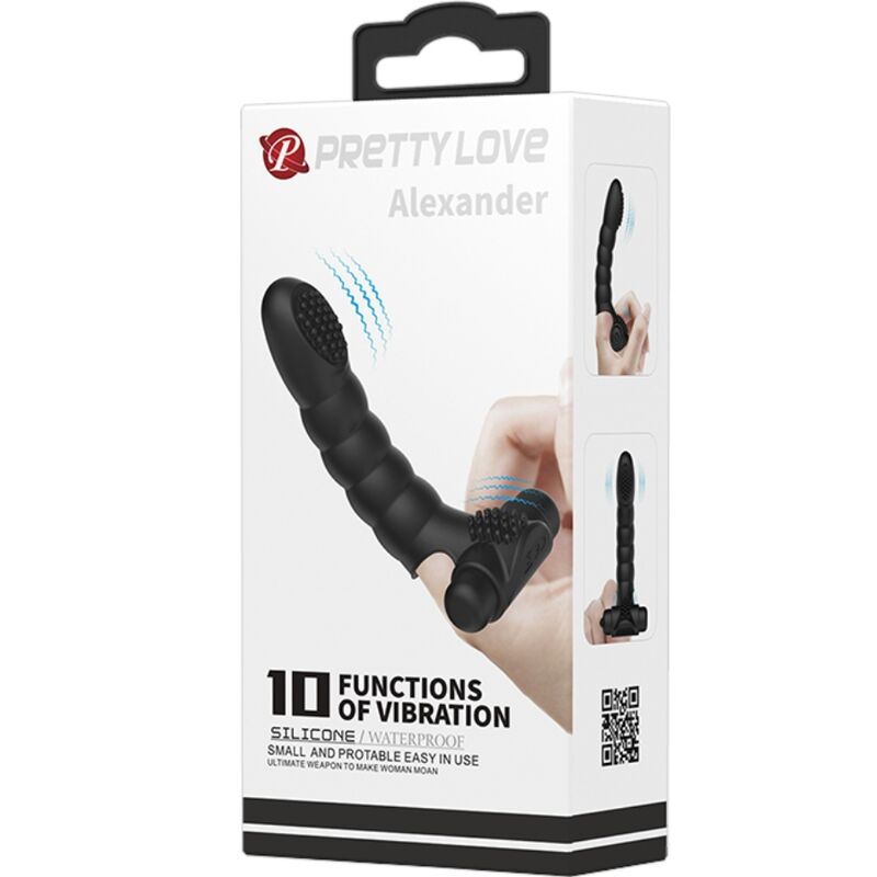 PRETTY LOVE - VIBRATEUR DOIGT ALEXANDER 10 VIBRATIONS NOIR