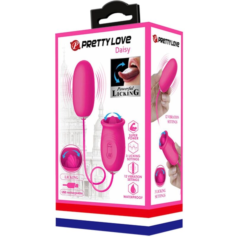 PRETTY LOVE - OEUF VIBRANT DAISY + LANGUE STIMULANTE CLITORIS ROSE - 7eme ciel