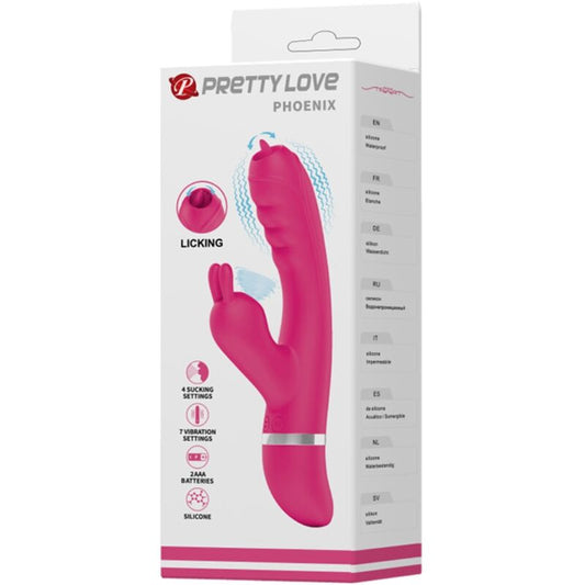 PRETTY LOVE - VIBRATEUR LAPIN MULTIFONCTION PHOENIX ROSE - 7eme ciel