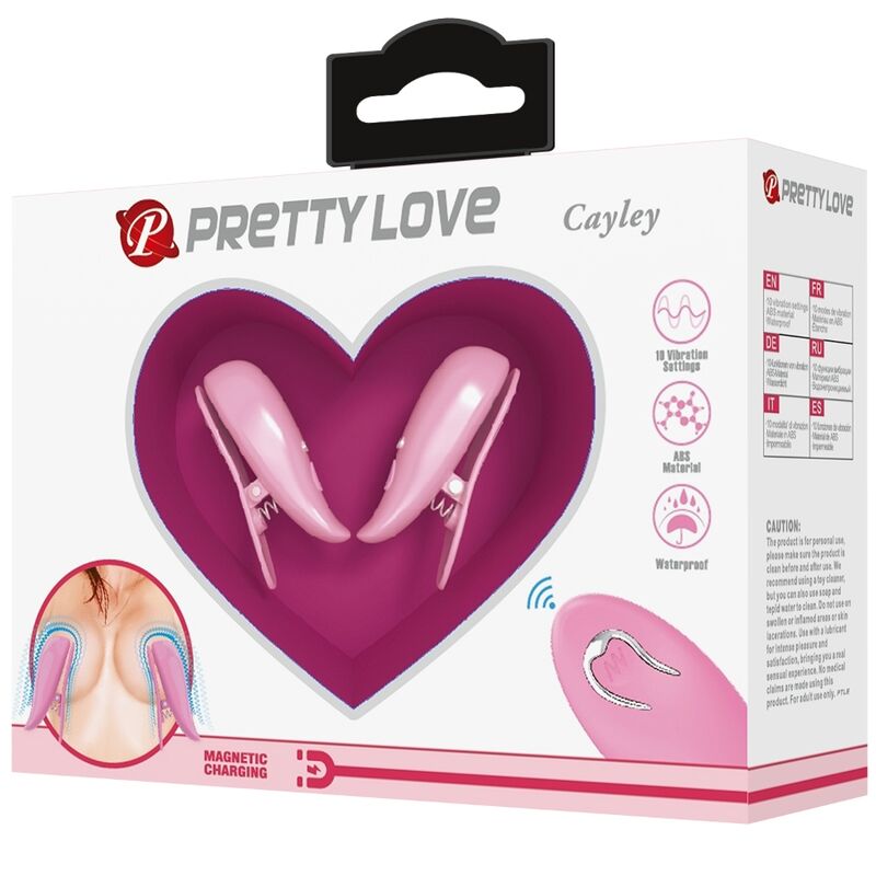 PRETTY LOVE - PINCES À TÉTONS CAILEY 10 VIBRATIONS TÉLÉCOMMANDE ROSE - 7eme ciel