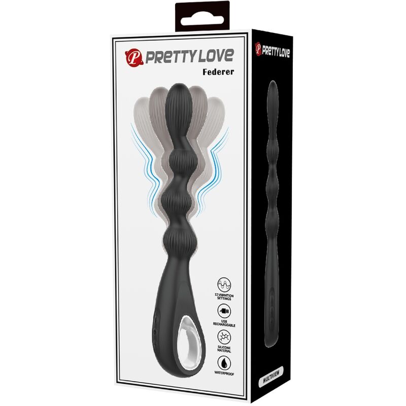 PRETTY LOVE - VIBRATEUR ANAL FEDERER 12 VIBRATIONS NOIR - 7eme ciel