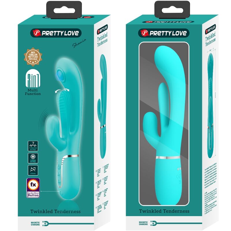PRETTY LOVE - SHANIA TRIPLE RABBIT VIBRATEUR MULTIFONCTION 3 EN 1 BLEU - 7eme ciel