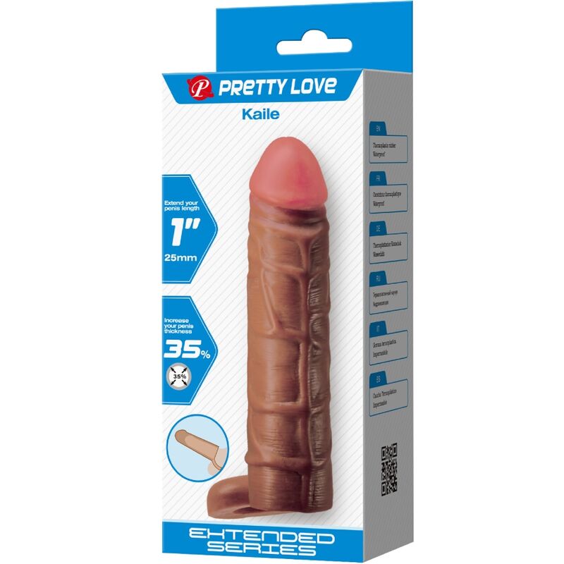 PRETTY LOVE - MANCHON DE PÉNIS KAILE AVEC EXTENSION DE 2,5 CM MULATTO