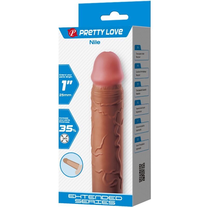 PRETTY LOVE - MANCHON DE PÉNIS NILE AVEC EXTENSION DE 2,5 CM MULÂTRE - 7eme ciel