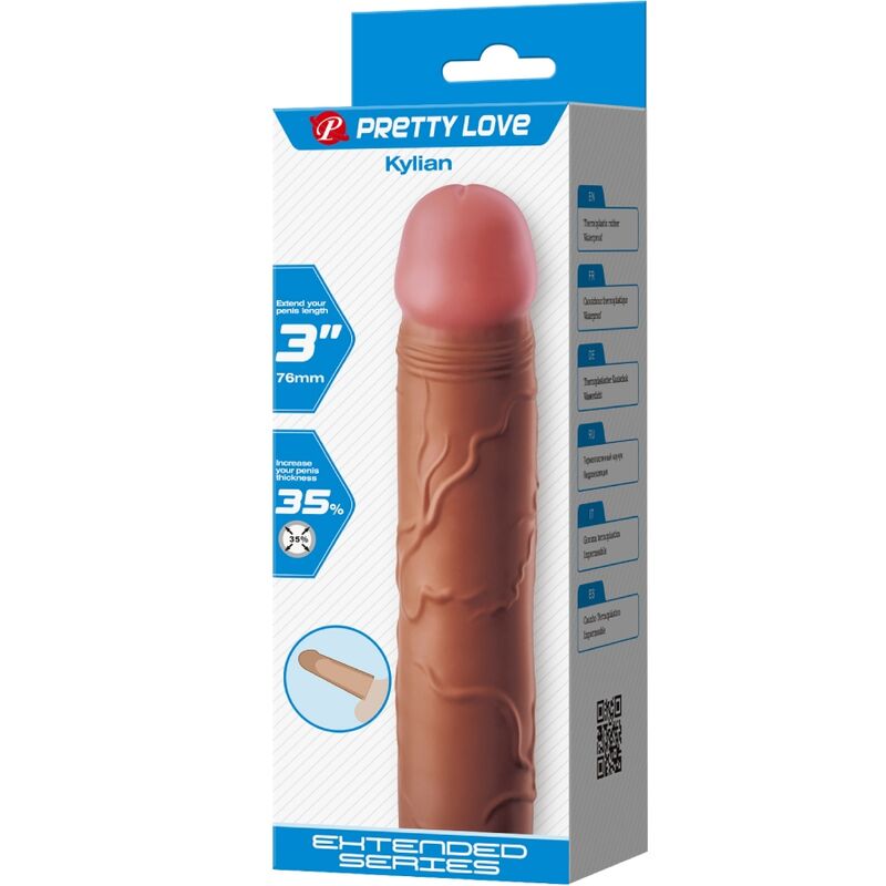 PRETTY LOVE - KYLIAN MANCHON PÉNIS AVEC EXTENSION 7,6 CM MULÂTRE - 7eme ciel