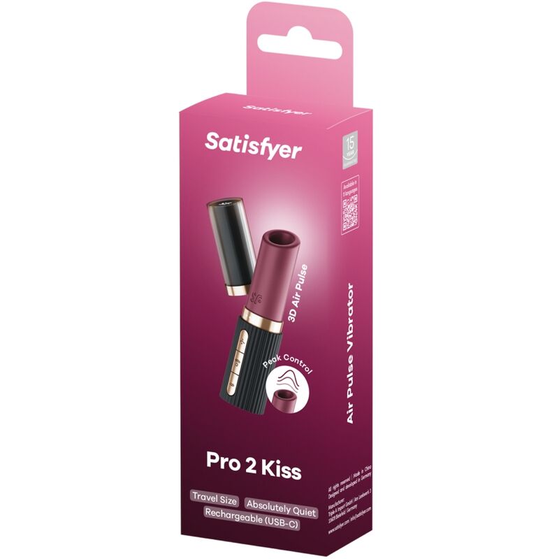 SATISFYER - STIMULATEUR DE CLITORIS PRO 2 KISS WAVE GRENAT / NOIR - 7eme ciel