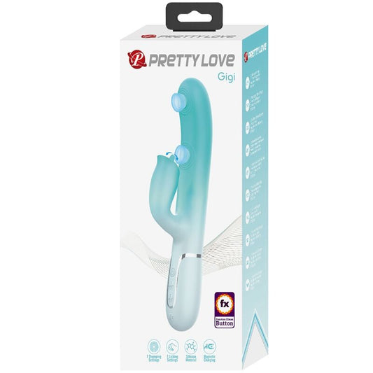 PRETTY LOVE - VIBRATEUR LAPIN MULTIFONCTION GIGI VERT AQUA - 7eme ciel
