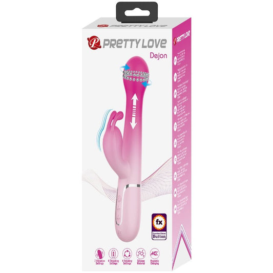 PRETTY LOVE - VIBRATEUR LAPIN MULTIFONCTION 3 EN 1 DEJON ROSE - 7eme ciel