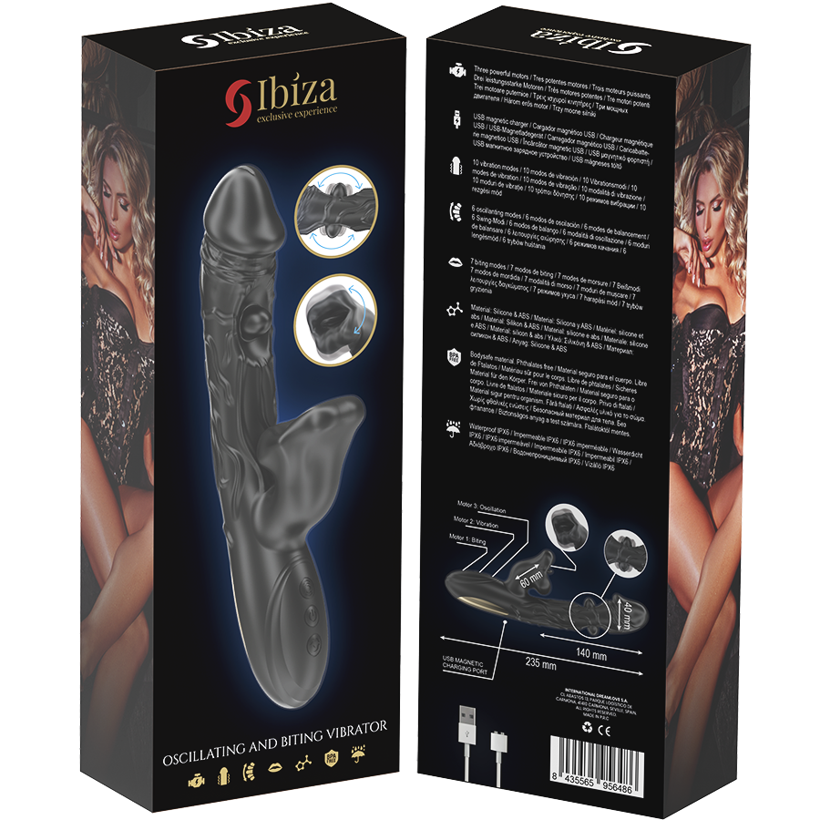IBIZA - VIBRATEUR ET STIMULATEUR DE CLITORIS AVEC EFFET DE MORDRE ET DE ROTATION - 7eme ciel
