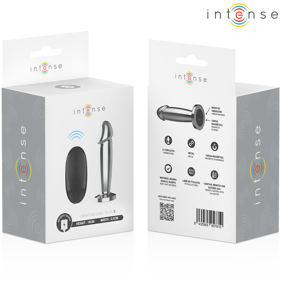 INTENSE - PLUG ANAL 10 VIBRATIONS GODE MÉTALLIQUE AVEC TÉLÉCOMMANDE S - 7eme ciel